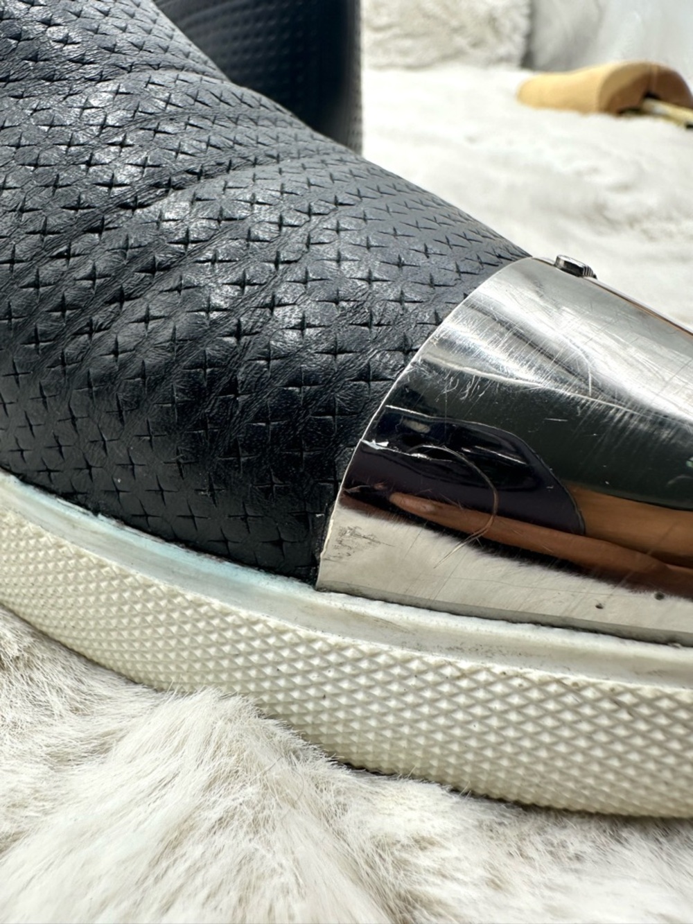 Miu Miu Platform Perforated Leather Metal Cap Toe Sneakers size 39 US 9 - Picture 12 of 12